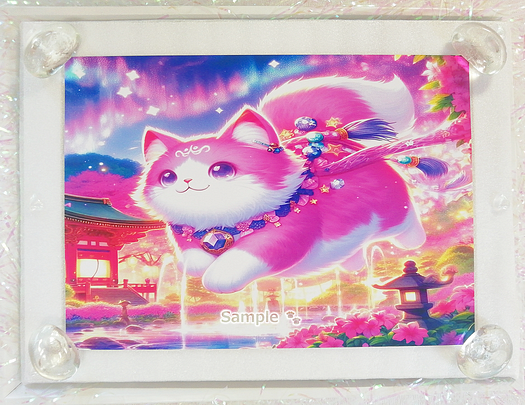 Art hand Auction 猫帝国 145 2L 神社粉红猫绘画原创艺术