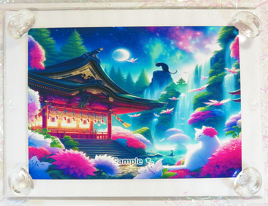 Art hand Auction 猫帝国 153 2L 神社黑猫白猫画原创艺术