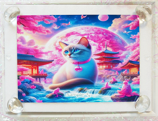 Art hand Auction 猫帝国 160 2L 神社暹罗猫绘画原创艺术