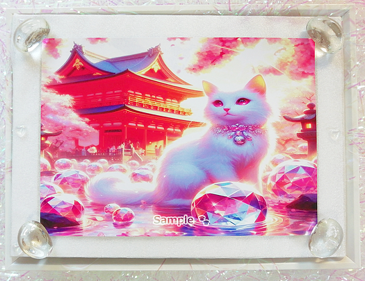 Art hand Auction 猫帝国 164 2L 神社白猫画原创艺术