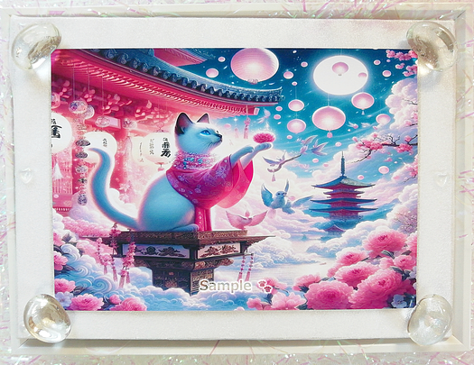 Art hand Auction ネコ日本帝国 166 神社とシャム猫 絵画イラストオリジナル原画 2L