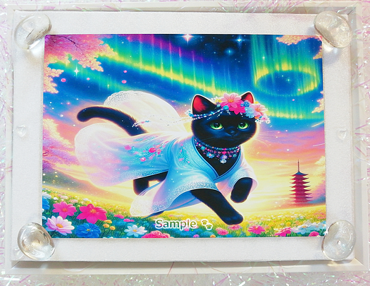 Art hand Auction 猫帝国 167 2L 和服黑猫绘画原创艺术