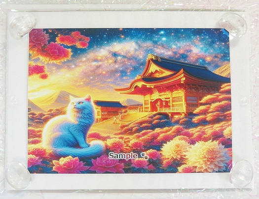 Art hand Auction 猫帝国 174 2L 神社白猫画原创艺术