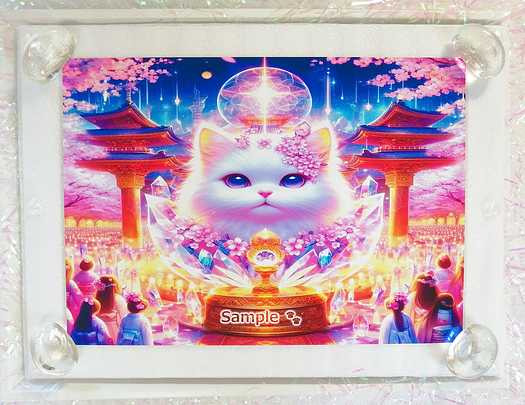 Art hand Auction Cat Empire 18 2L Shrine god white cat painting original art