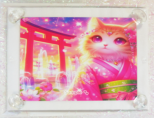 Art hand Auction 猫帝国 02 2L 神社亚麻猫绘画原创艺术