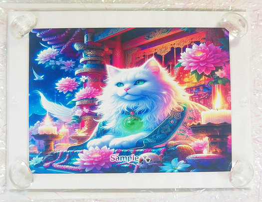 Art hand Auction 猫帝国 22 2L 神社蓬松白猫绘画原创艺术