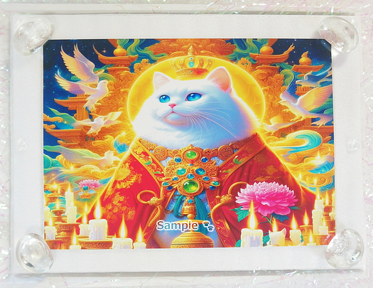 Art hand Auction Imperio gato 28 2L Dios gato blanco pintando arte original