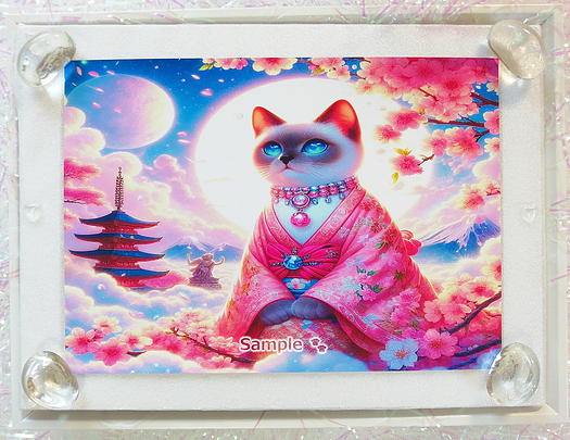 Art hand Auction Empire des chats 29 2L Chat siamois kimono peinture art original