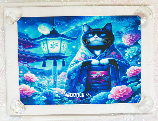 Art hand Auction Cat Empire 31 2L Kimono black white cat painting original art