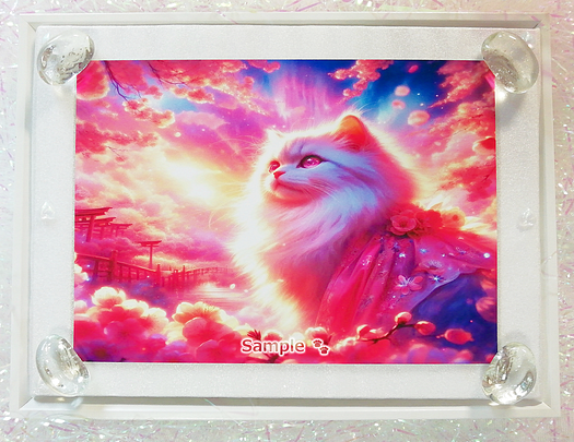 Art hand Auction Cat Empire 32 2L Shrine fluffy white cat painting original art