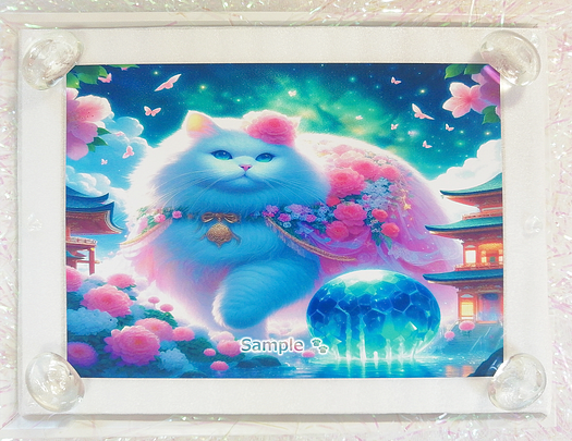 Art hand Auction 猫帝国 35 2L 神社白猫画原创艺术