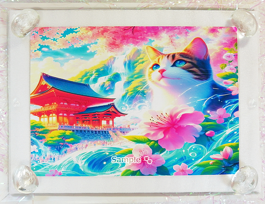 Art hand Auction 猫帝国 37 2L 神社白猫画原创艺术