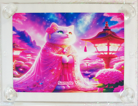 Art hand Auction 猫帝国 38 2L 神社白猫画原创艺术