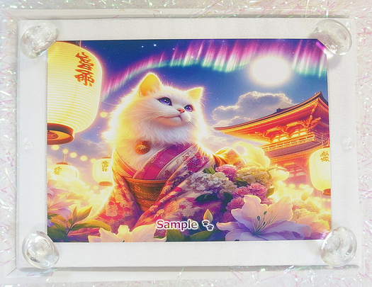 Art hand Auction 猫帝国 39 2L 神社白猫画原创艺术