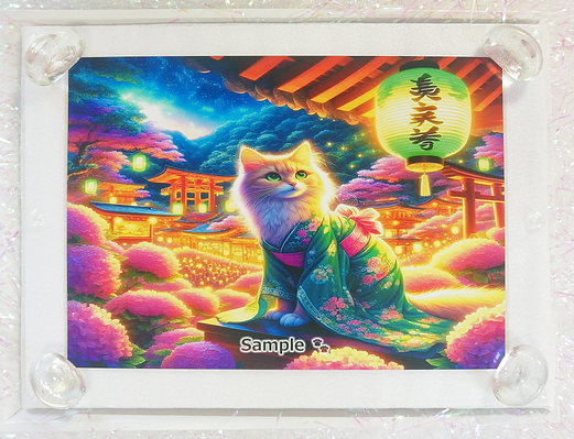 Art hand Auction Empire des chats 42 2L Chat de lin kimono peinture art original