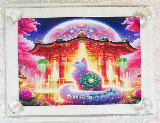 Art hand Auction 猫帝国 57 2L 神社白猫画原创艺术