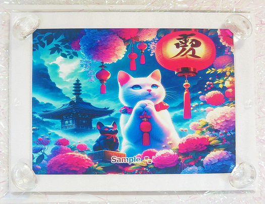 Art hand Auction 猫帝国 60 2L 神社白猫画原创艺术