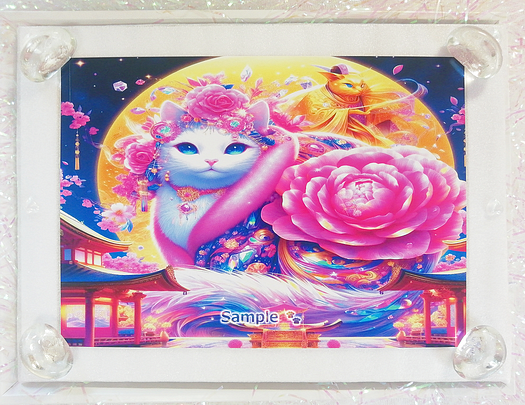 Art hand Auction Empire des chats 61 2L Kimono chat blanc peinture art original