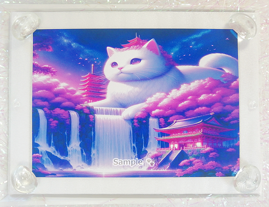 Art hand Auction 猫帝国 62 2L 神社白猫画原创艺术