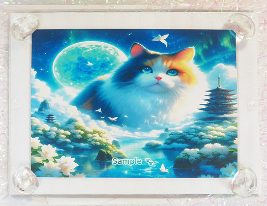 Art hand Auction 猫帝国 63 2L 神社三色猫绘画原创艺术