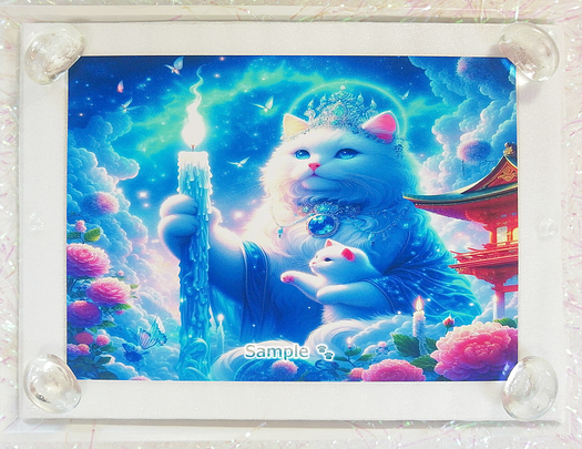 Art hand Auction 猫帝国 78 2L 神社白猫画原创艺术