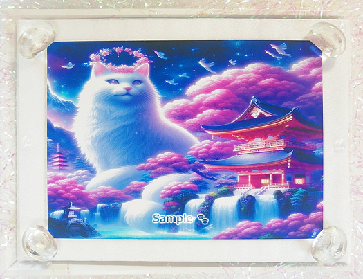 Art hand Auction 猫帝国 79 2L 神社白猫画原创艺术