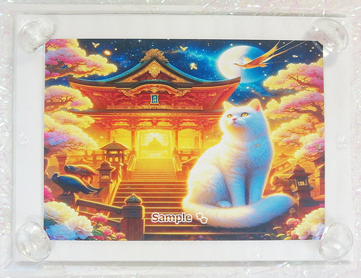 Art hand Auction 猫帝国 08 2L 神社白猫画原创艺术