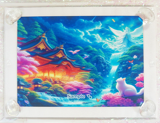 Art hand Auction 猫帝国 87 2L 神社白猫画原创艺术