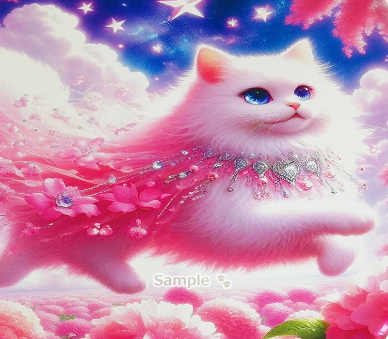 Cat Empire 100 2L Fluffy white cat painting original art