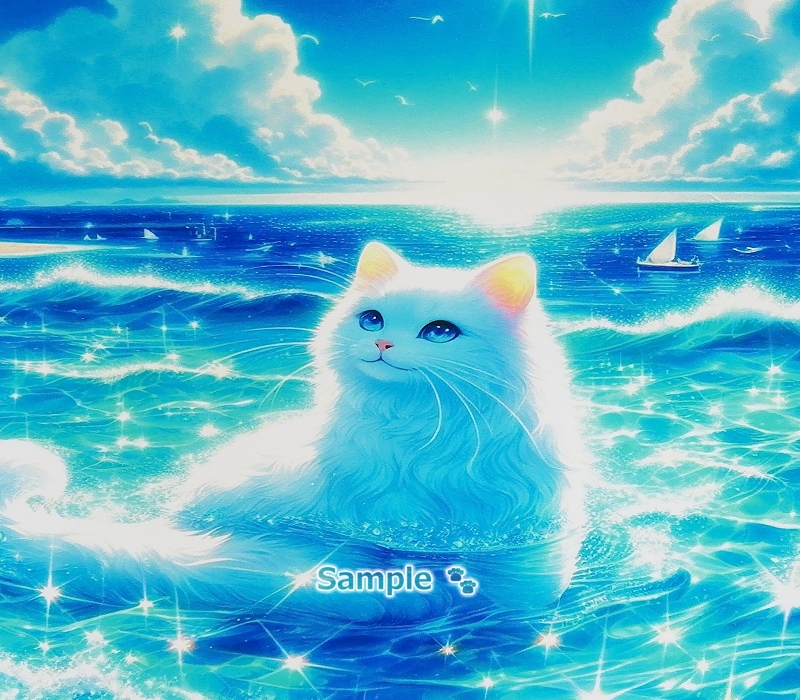 Cat Empire 121 2L Sea white cat painting original art