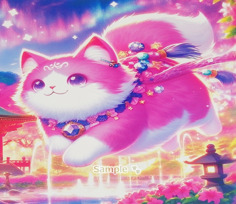 猫帝国 145 2L 神社粉红猫绘画原创艺术