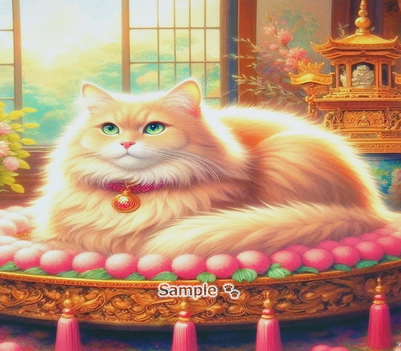 Cat Empire 152 2L Chubby flaxen cat painting original art