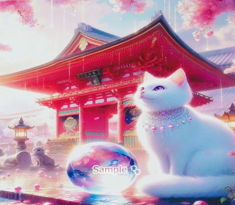 猫帝国 165 2L 神社白猫画原创艺术