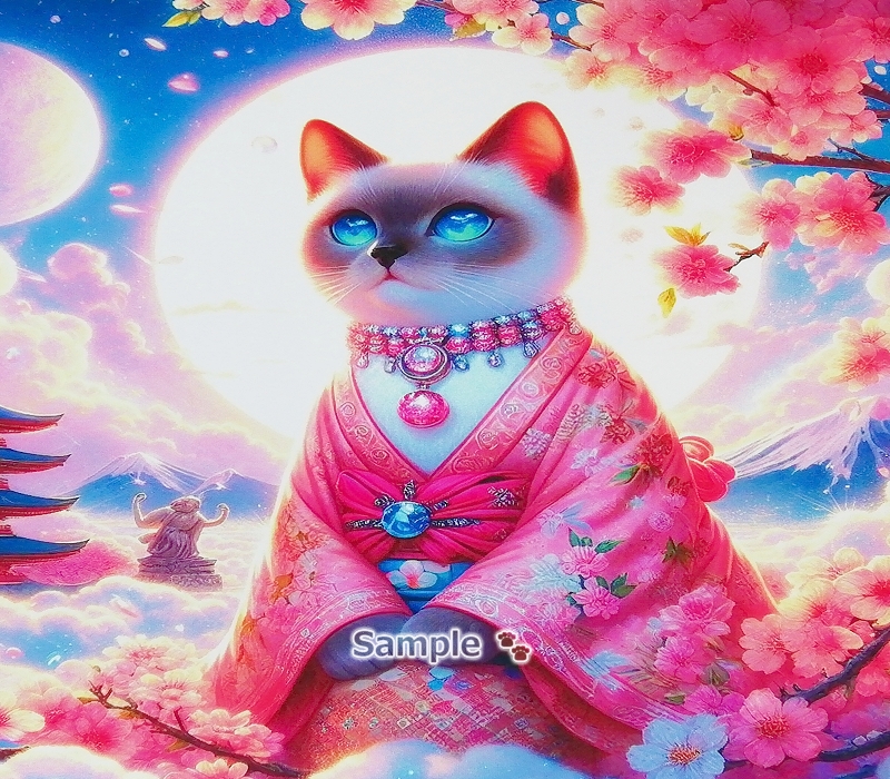 Imperio gato 29 2L Gato siamés kimono pintando arte original