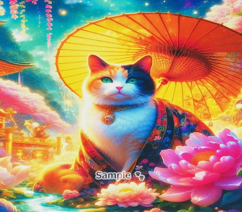 Imperio gato 43 2L Kimono calico gato pintando arte original