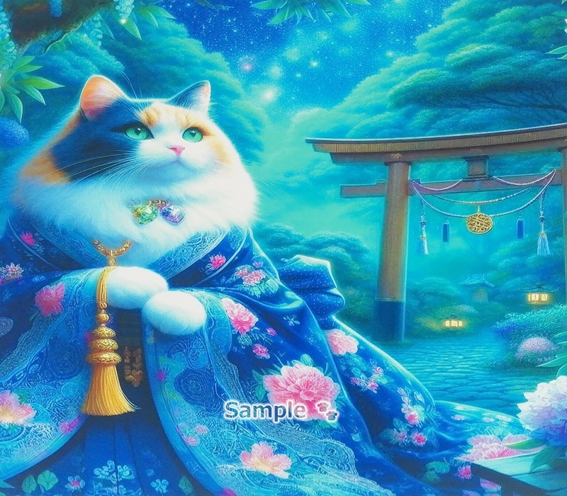 Katzenimperium 91 2L Kimono calico katze malerei original kunst