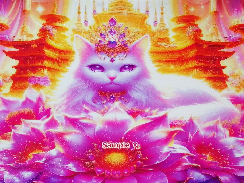 Imperio gato 112 A4 Dios gato blanco dibujado a mano pintura arte CG original