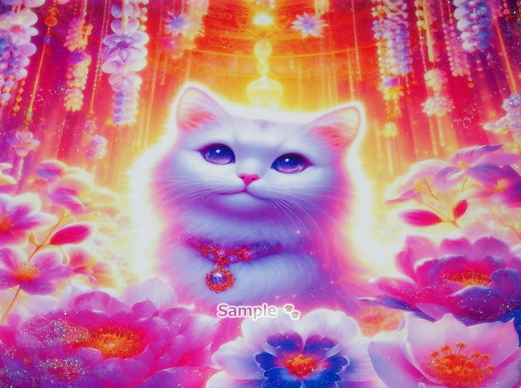 Imperio gato 124 A4 Dios gato blanco dibujado a mano pintura arte CG original