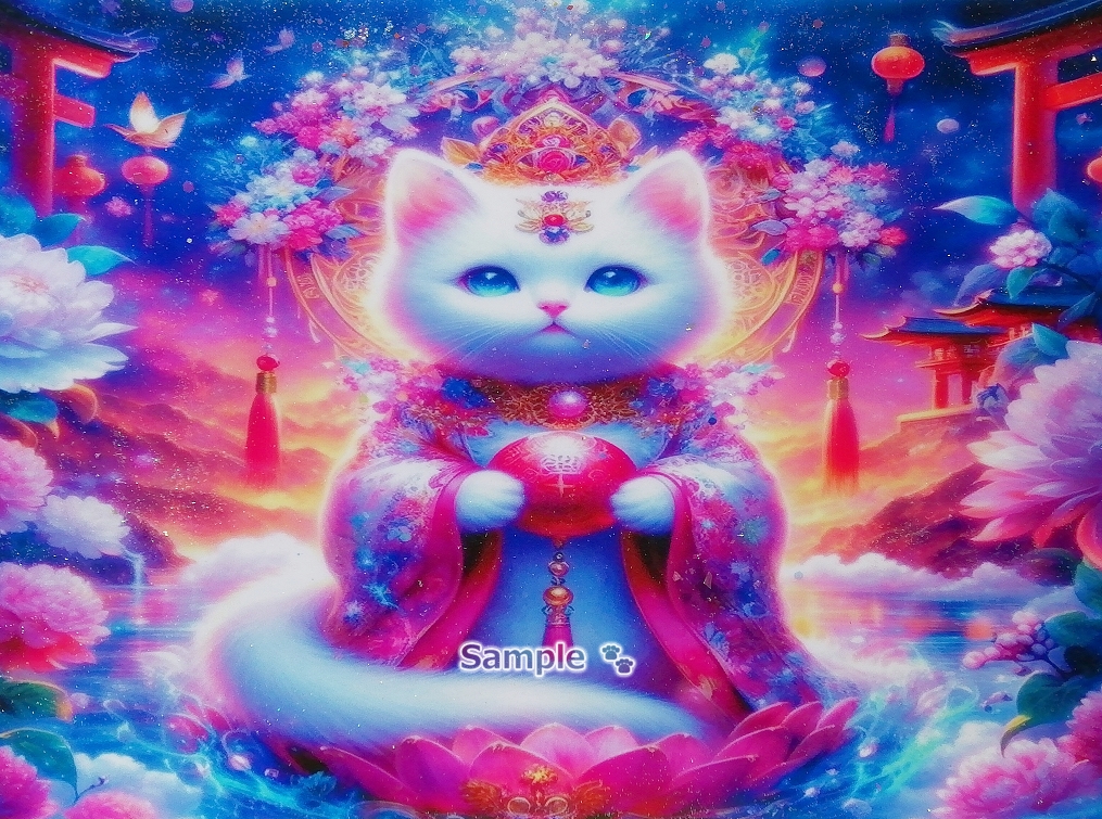 Imperio gato 134 A4 Dios gato blanco dibujado a mano pintura arte CG original