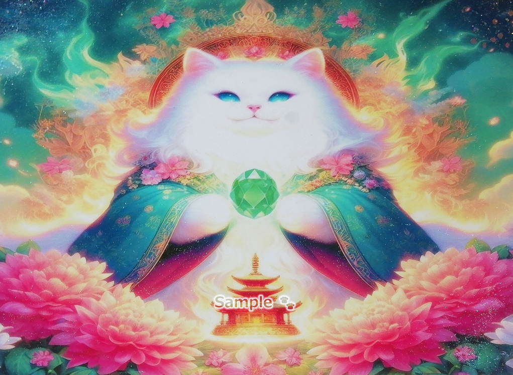 Imperio gato 146 A4 Dios gato blanco dibujado a mano pintura arte CG original