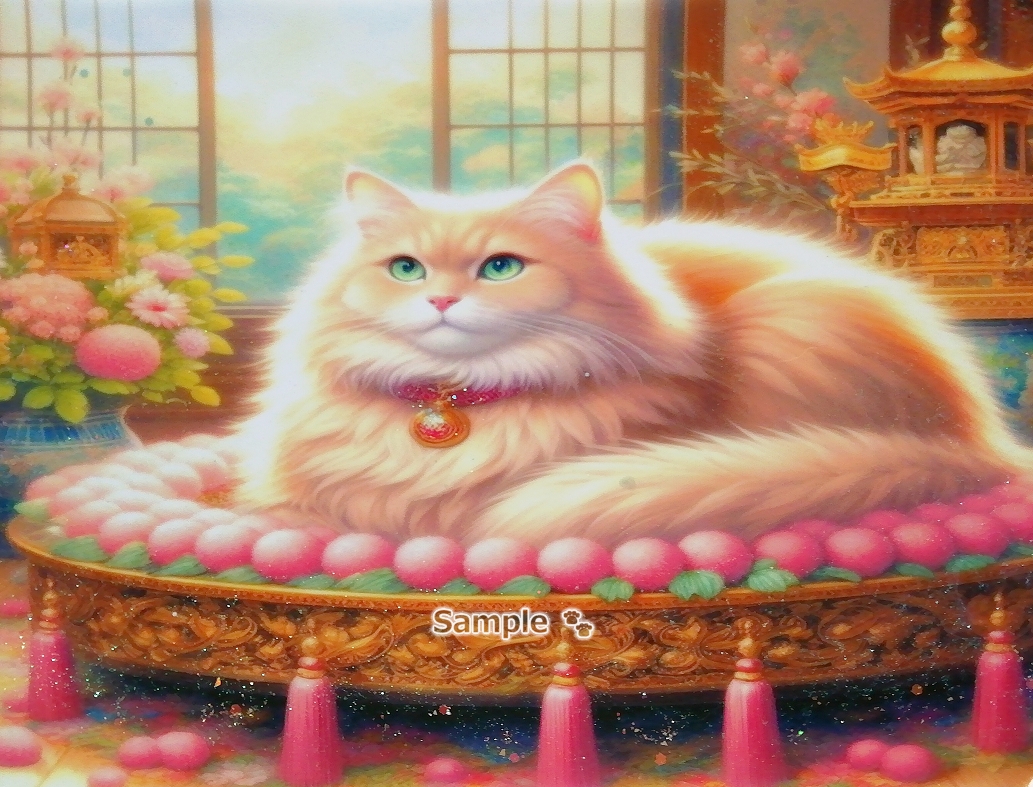 Empire des chats 150 A4 Chat de lin potelé peinture dessinée à la main art CG original