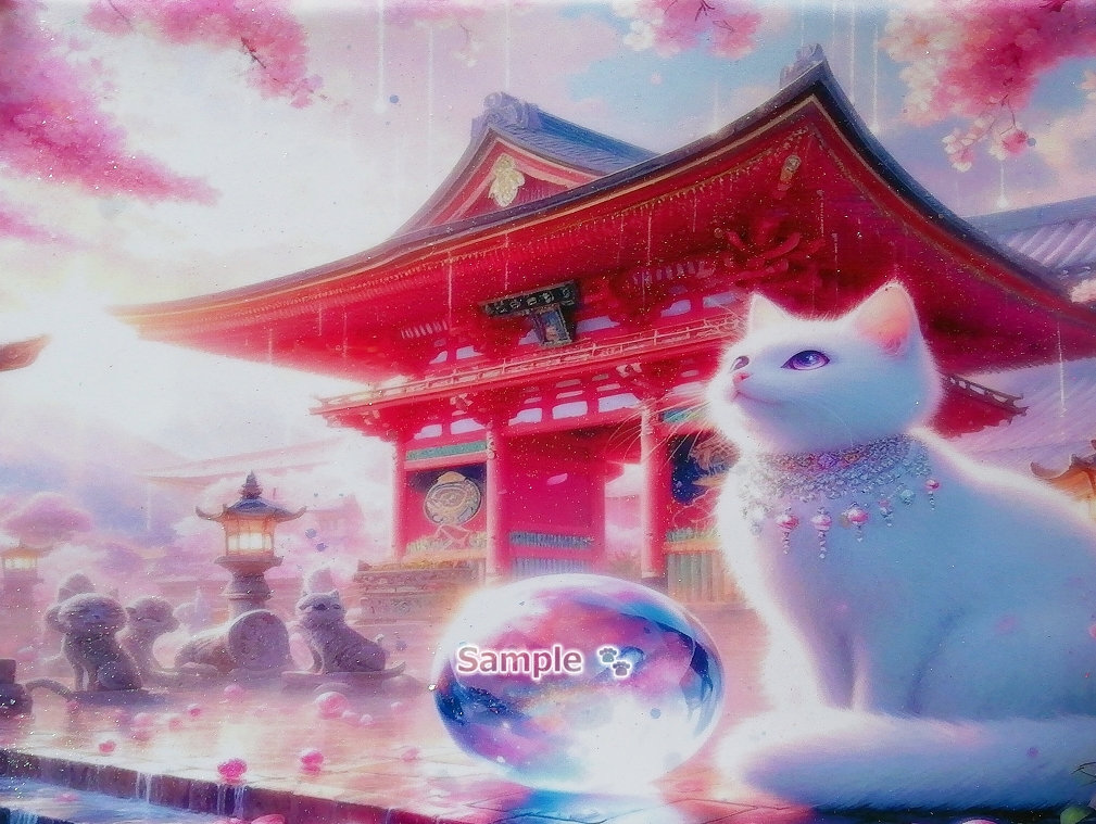 猫帝国 163 A4 神社白猫 手绘绘画CG原创艺术