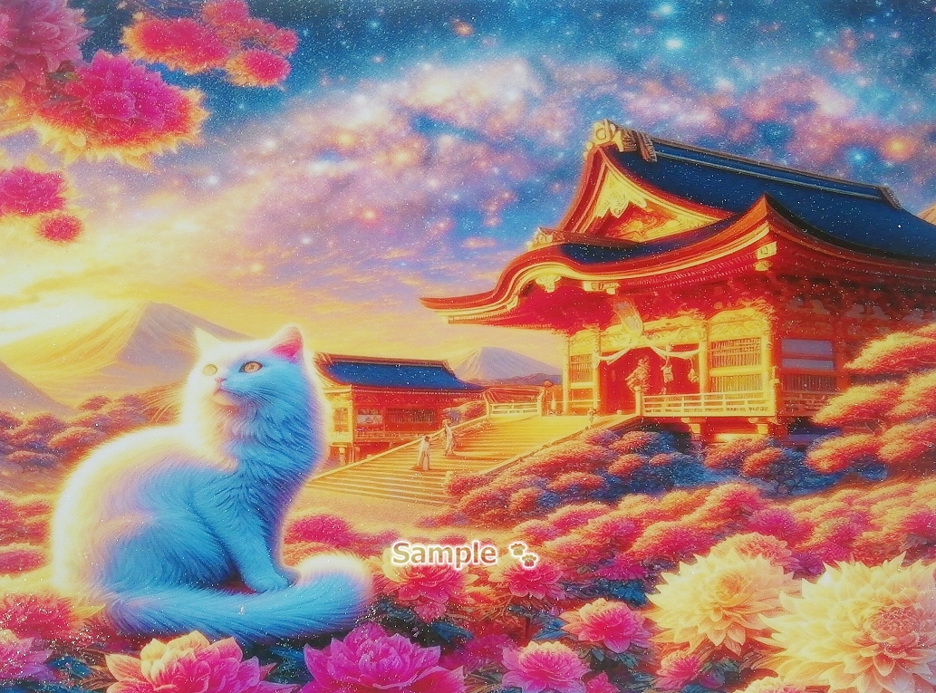 猫帝国 172 A4 神社白猫 手绘绘画CG原创艺术