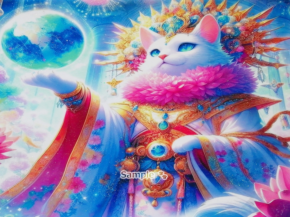 Imperio gato 21 A4 Dios gato blanco dibujado a mano pintura arte CG original