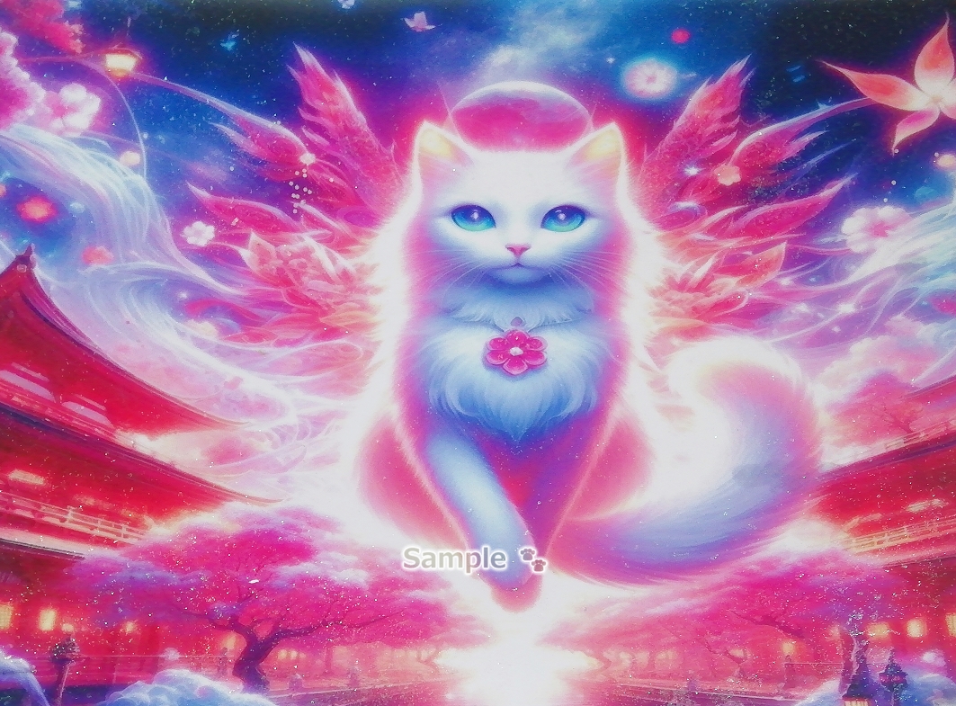 Imperio gato 30 A4 Santuario gato blanco dibujado a mano pintura arte CG original