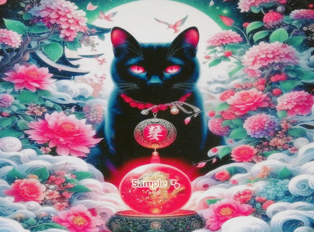 Katzenimperium 44 A4 Juwel schwarze Katze Handgezeichnetes Gemälde Original CG kunst