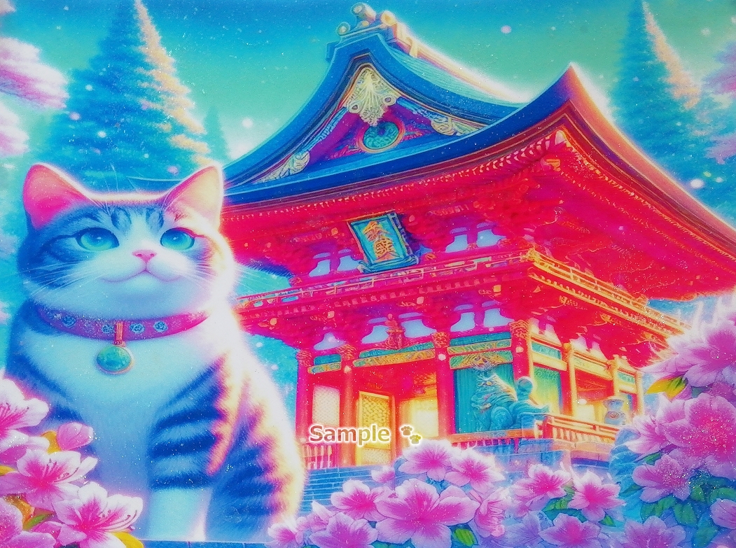 猫帝国 55 A4 神社虎斑猫 手绘绘画CG原创艺术