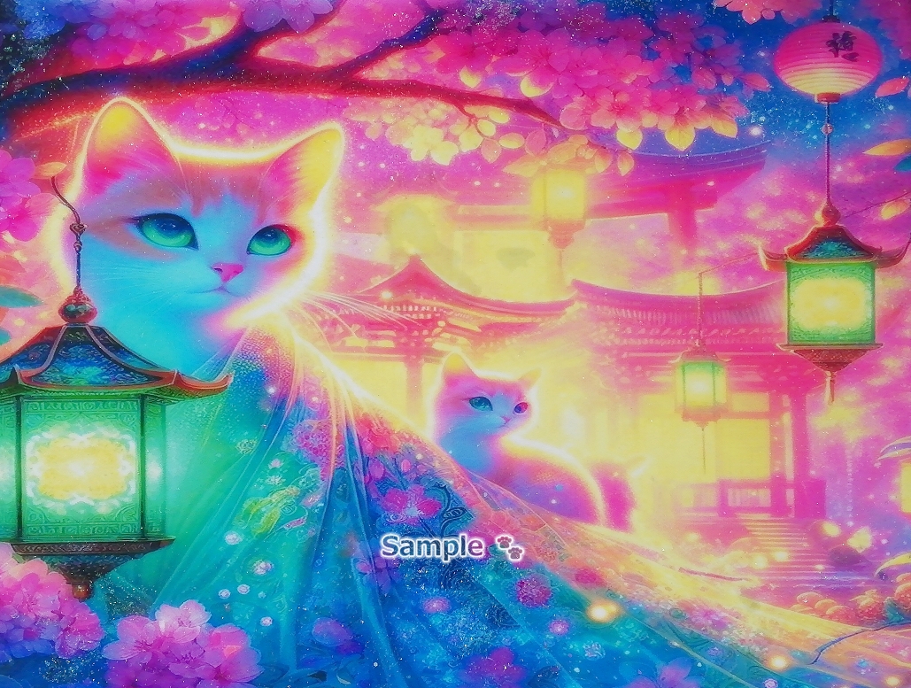 猫帝国 56 A4 神社亚麻猫手绘绘画CG原创艺术