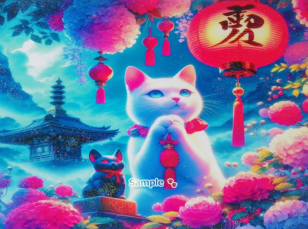 猫帝国 60 A4 神社白猫 手绘绘画CG原创艺术