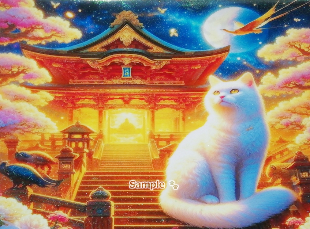 猫帝国 08 A4 神社白猫 手绘绘画CG原创艺术